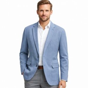 Blue Industry Textured Knit Blazer Jacket Size 50R XL Blue Mens